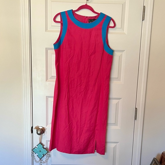 Harve Benard Dresses & Skirts - Harve Benard Hot Pink Sheath Dress with Turquoise Trim